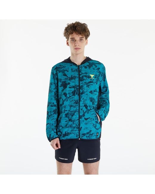 Under Armour Blue Project Rock Iso Tide Hybrid Jacket Hydro Teal/ Black/ High-vis Yellow for men
