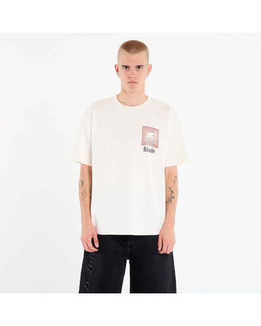 Rhude White T-Shirt Chevron Logo Repeat Tee for men