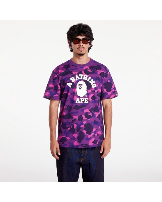 Purple camo カレッジロゴ Tシャツ Lサイズ a bathing ape BAPE color  