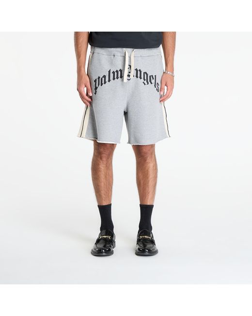 Palm Angels Shorts Curved Logo Track Sweatshort Melange in Blue für Herren