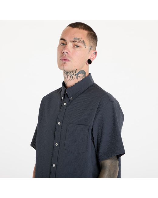 Nike Hemd Life Short-Sleeve Seersucker Button-Down Shirt Anthracite/ Anthracite in Blue für Herren