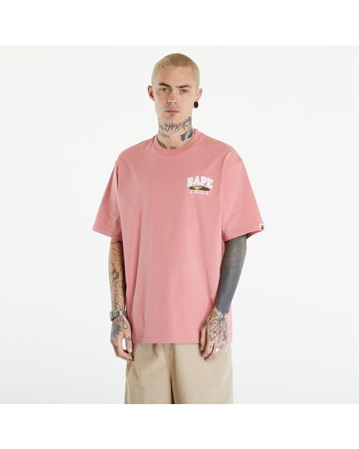 A Bathing Ape Pink Hand Draw Bape Relaxed Fit Tee for men