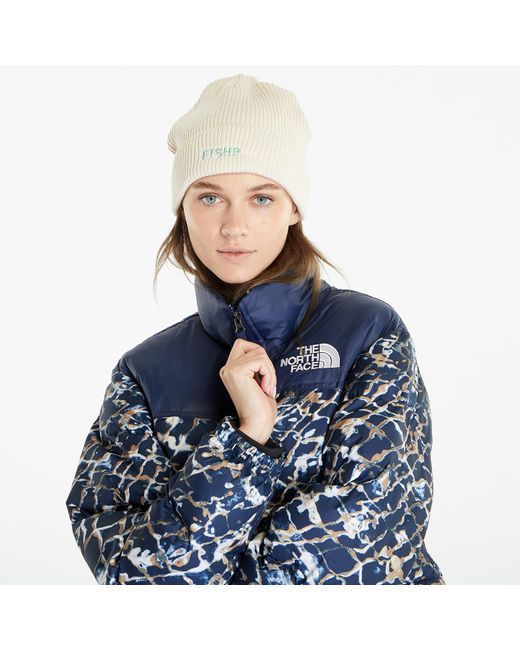 The North Face Blue Nuptse Short Jacket Dusty Periwinkle Water Distortion Small Print/ Summit Navy