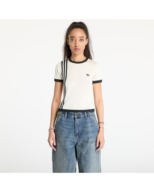 Adidas Originals Blue T-Shirt Adidas Knitted 3 Stripe Short Tee