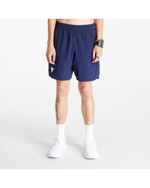 Under Armour Blue Project Rock Woven Shorts Midnight Navy/ White for men