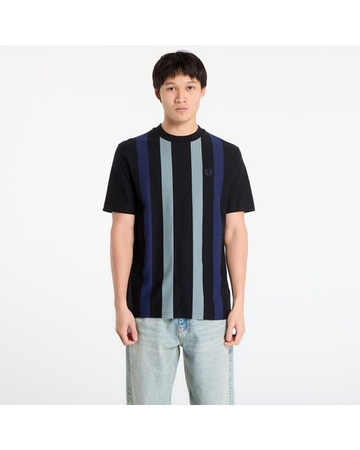 Fred Perry Blue T-Shirt Vertical Stripe T-Shirt for men