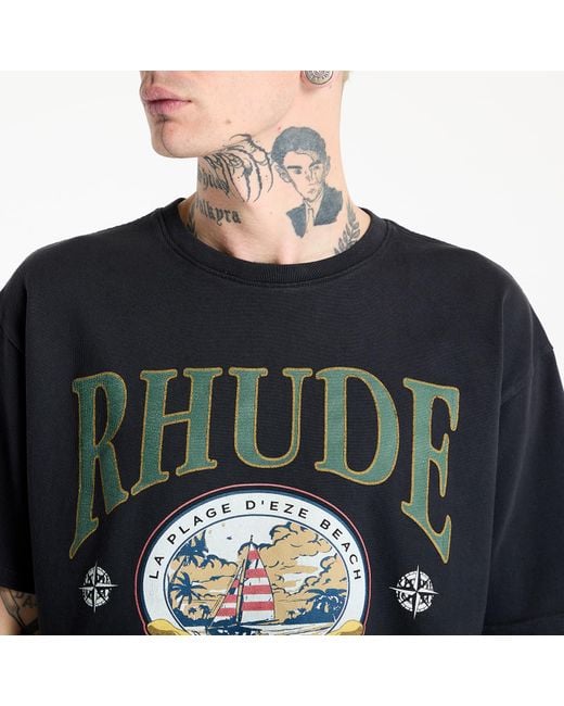 Rhude Black T-Shirt Monaco Regatta Tee for men