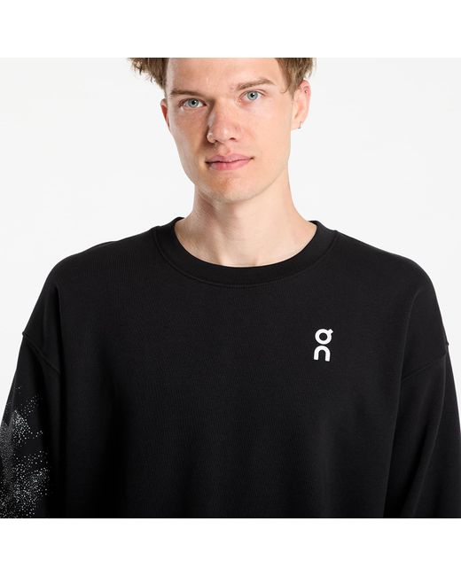 On Shoes Black Sweatshirt Club Crew Graphic for men