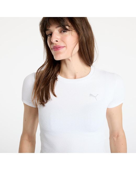 PUMA Top Dare To Textured Baby Tee in het White