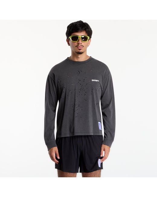 Satisfy T-Shirt Mothtech Long Tee in het Black voor heren