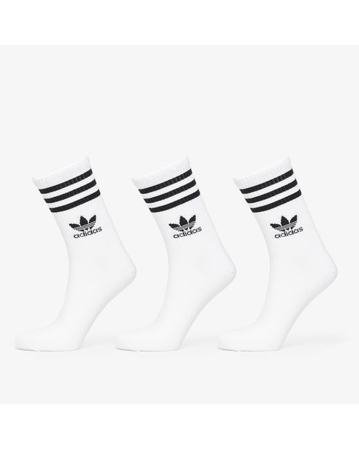 Adidas Originals White Adidas Mid Cut Crew Sock 3-pack