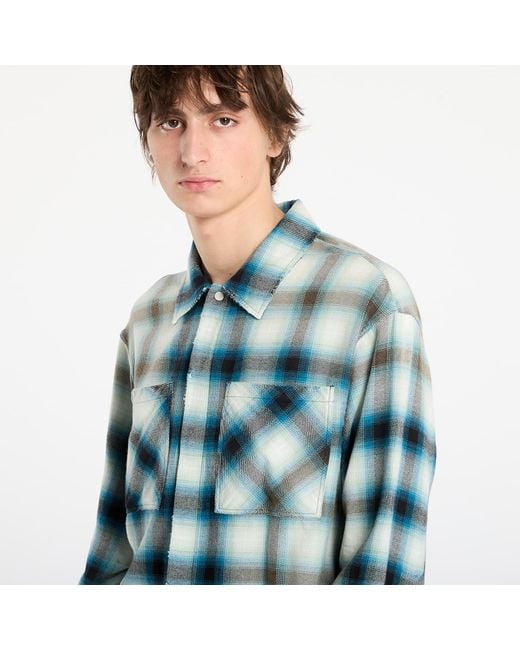 Represent Blue Shirt Sun Bleached Flannel Shirt for men