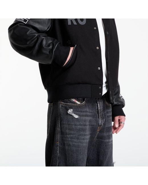 Pleasures Black Bomber Zero Varsity Jacket for men