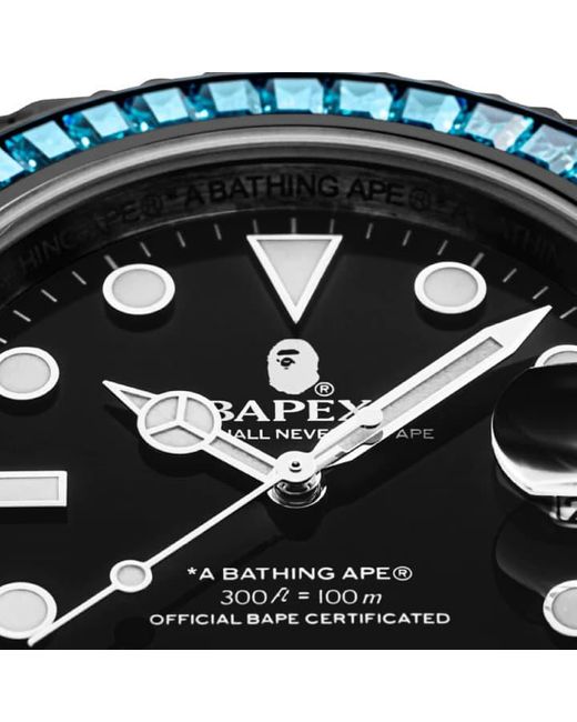 A Bathing Ape Green Type 1 Bapex Crystal Stone Watches