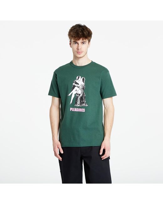 Pleasures Green French Kiss T-shirt Hunter for men