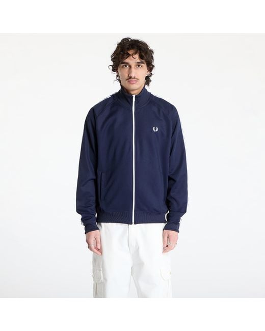Fred Perry Blue Sweatshirt Taped Track Jacket for men