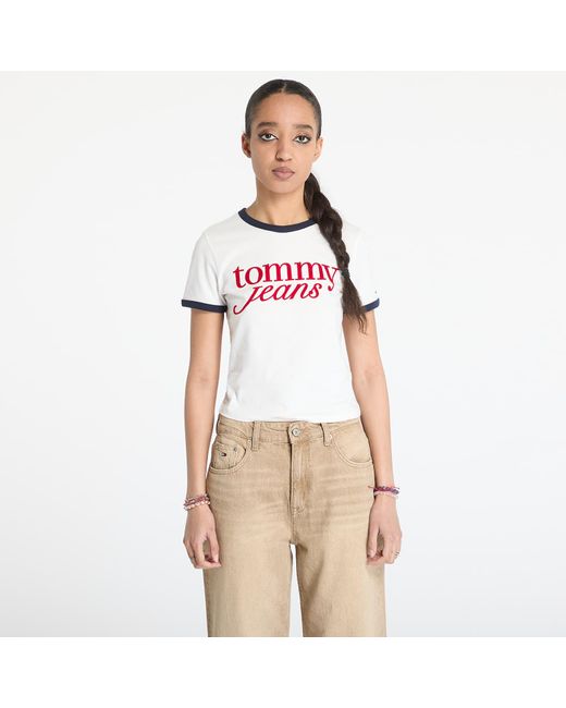 Maglietta Tommy Jeans Slim Script Tee di Tommy Hilfiger in White