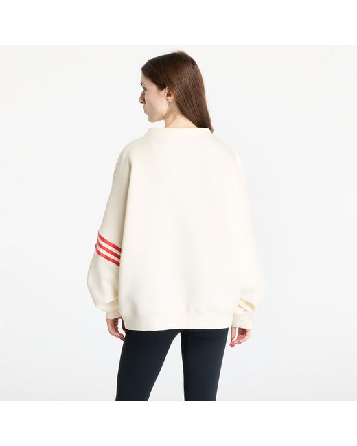 Adidas Originals White Sweatshirt Adidas Neuclassics Oversized Mock Neck Sweatshirt Cream/ Real Coral