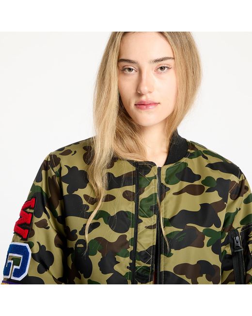 Giacca 1St Camo Shark Ma-1 Jacket di A Bathing Ape in Green