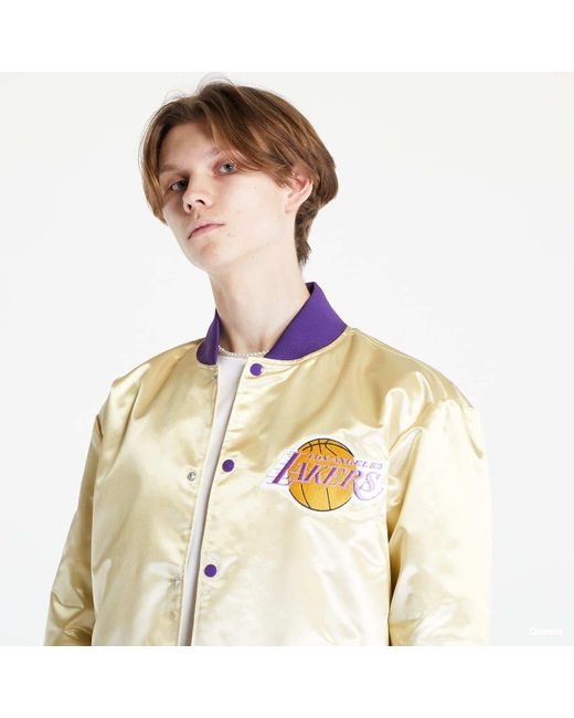 Mitchell & Ness White Fashion Lw Satin Jacket Light Gold for men