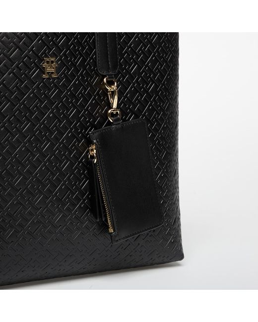 Borsa Icon Satchel Mono di Tommy Hilfiger in Black