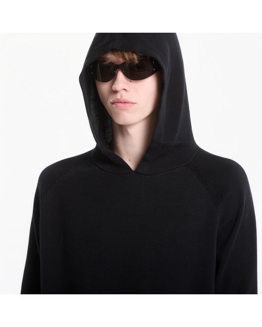 Palm Angels Trui Curved Logo Regular Knit Hoodie/ Off in het Black voor heren