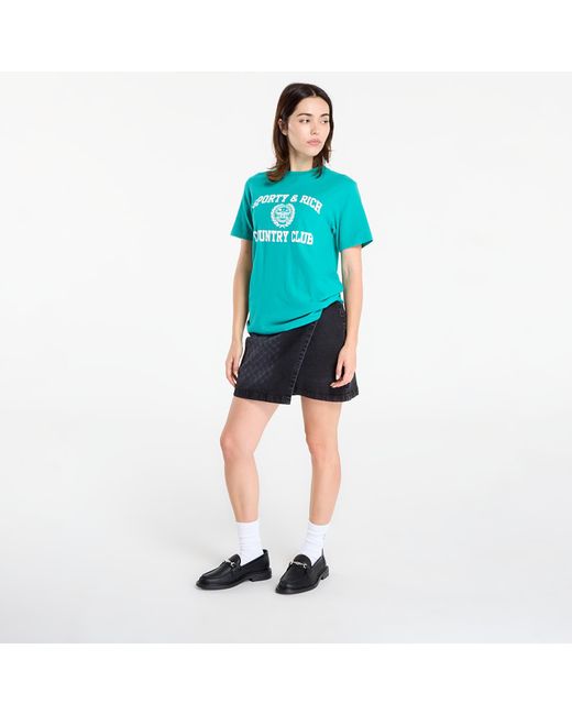 Sporty & Rich T-Shirt Varsity Crest Soft T-Shirt in het Blue