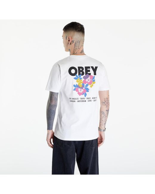 Obey White Obey Floral Garden T-Shirt for men