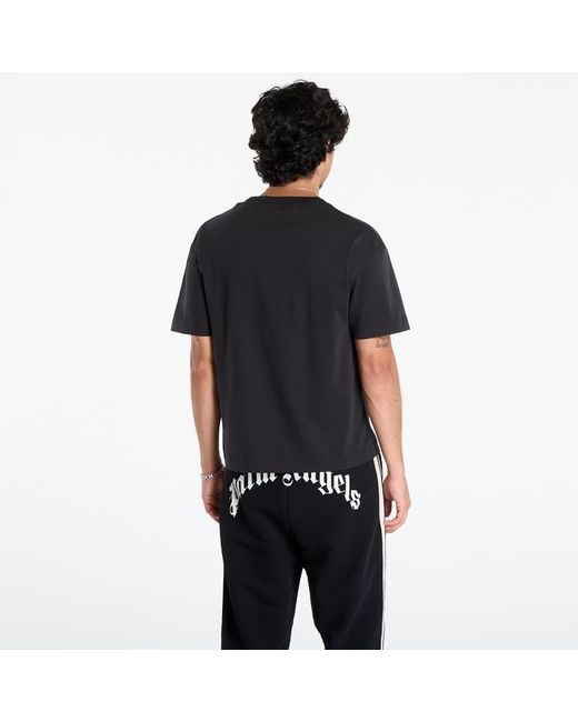 Palm Angels Black T-Shirt Curved Logo Reg Tee/ Off for men