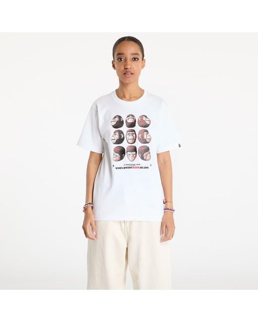 Maglietta Polygon Ape Head Tee di A Bathing Ape in White