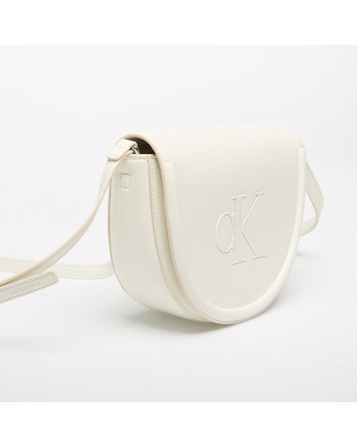 Calvin Klein White Bold Ck Saddle Crossbody