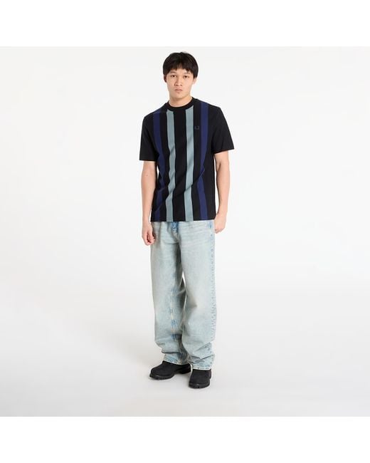 Fred Perry Blue T-Shirt Vertical Stripe T-Shirt for men