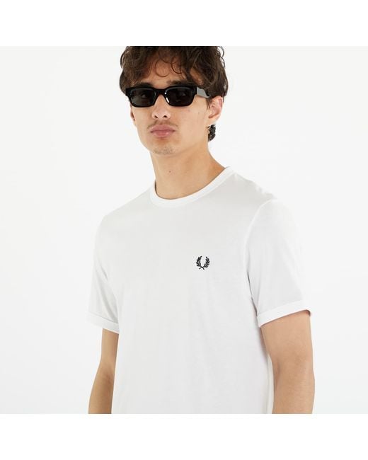 Fred Perry White T-Shirt Ringer Tee for men