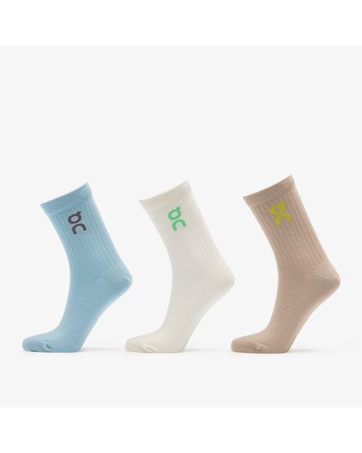 Logo sock high 3-pack desert/ wash m On Shoes en coloris White