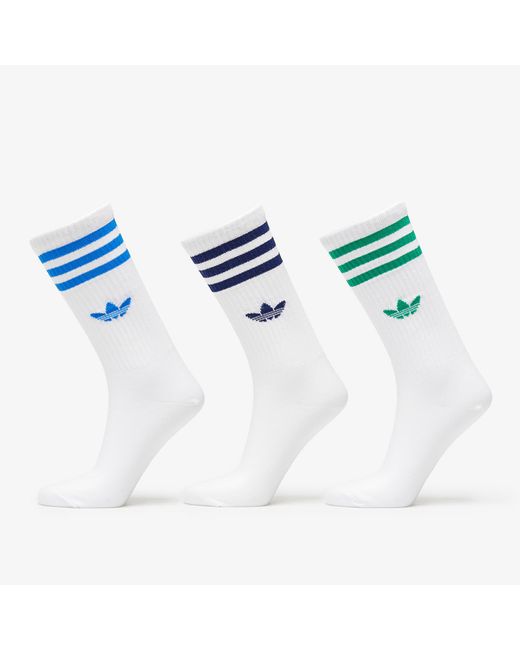 Adidas Originals White Adidas High Crew Sock / Green/ Dark Blue