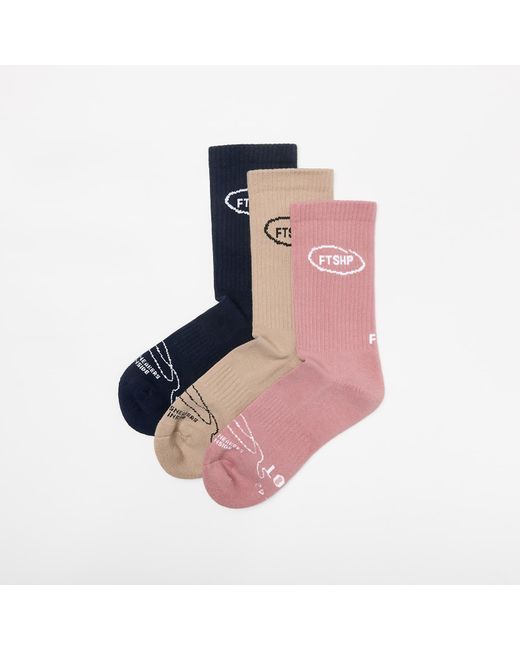FTSHP Blue Socken Footshop Basic Crew Socks 3-Pack/ Acru