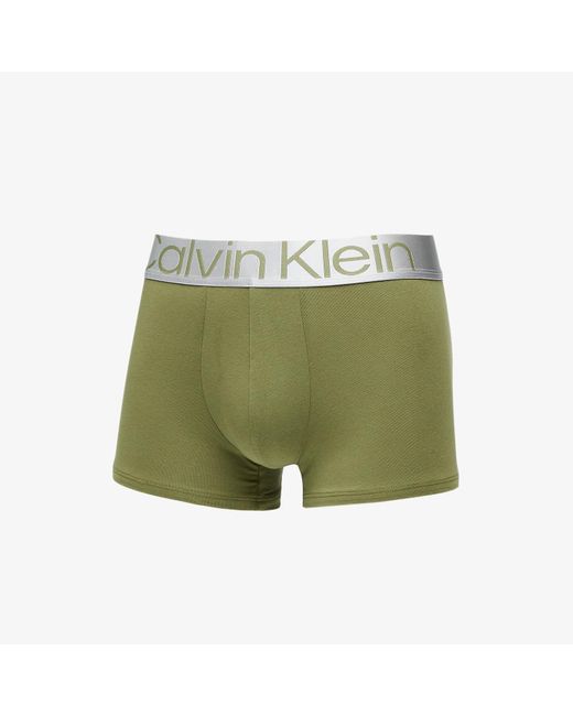 Calvin Klein Gray Reconsidered Steel Cotton Trunk 3-pack Olive Branch/ Grey Heather/ Red Bud for men