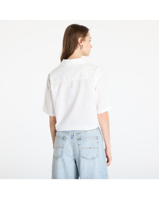 Tommy Hilfiger White Shirt Tommy Jeans Crop Linen Shortsleeve Shirt