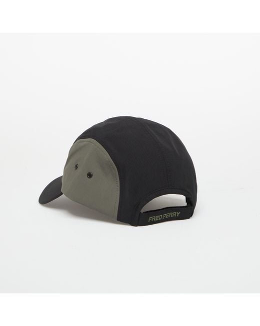 Fred Perry Black Blocked 5 Panel Ripstop Cap