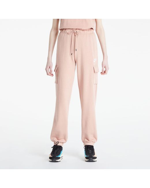Nike Sportswear essential fleece cargo pants pink