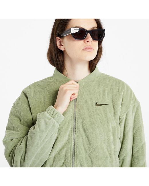 Nike Blue Sportswear terry quilted jacket oil green/ cargo khaki