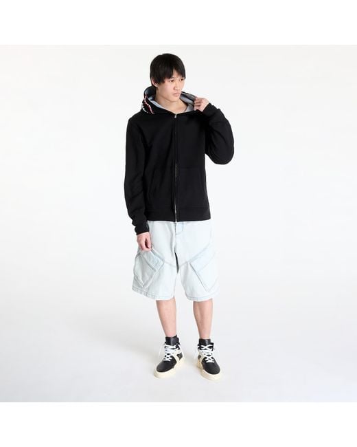 Felpa 2Nd Shark Full Zip Hoodie di A Bathing Ape in Black
