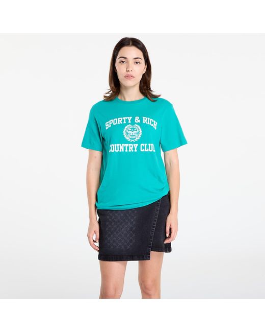 Sporty & Rich T-Shirt Varsity Crest Soft T-Shirt in het Blue
