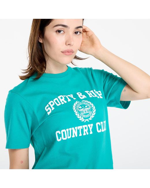 Sporty & Rich T-Shirt Varsity Crest Soft T-Shirt in het Blue