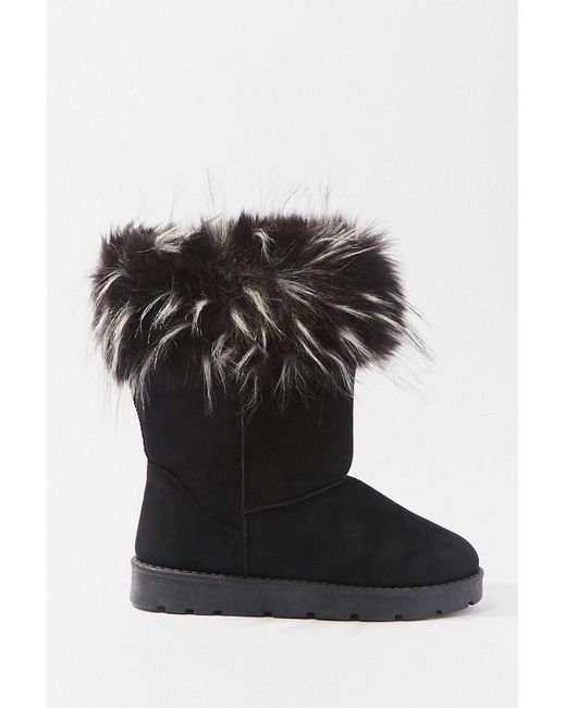black faux fur ankle boots