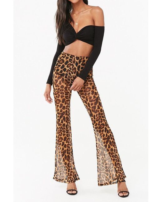 Forever 21 Synthetic Sheer Mesh Leopard 