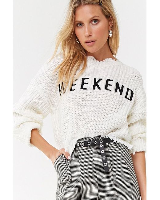 Distressed Weekend Graphic Sweater 