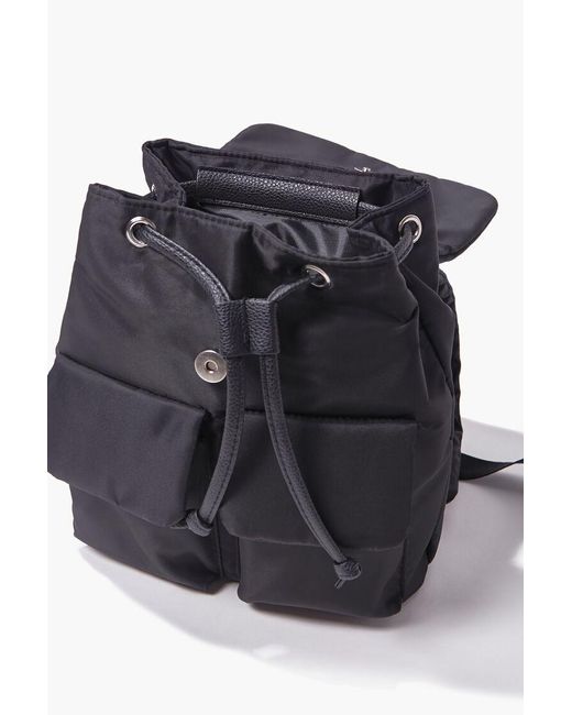 backpack with drawstring and flap