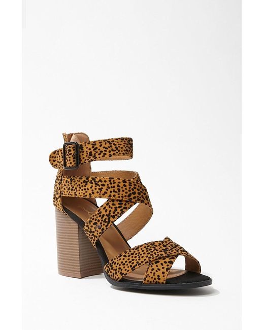 qupid leopard block heels