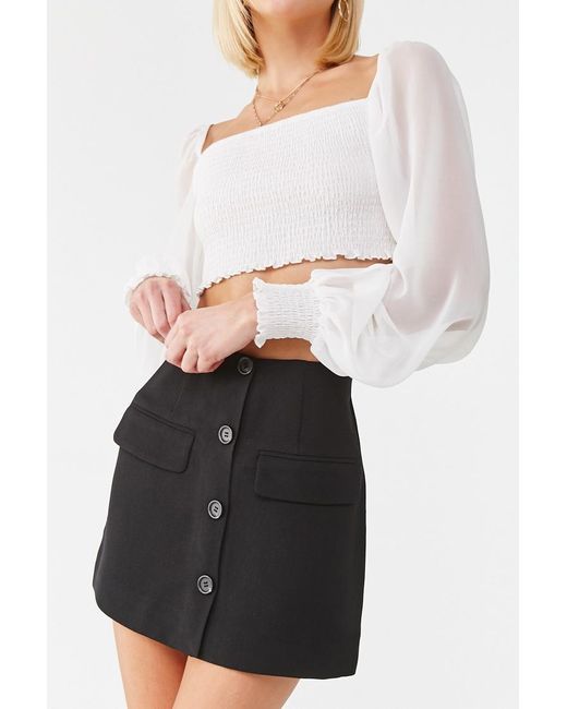 Download Forever 21 Synthetic Button-front A-line Mini Skirt ...